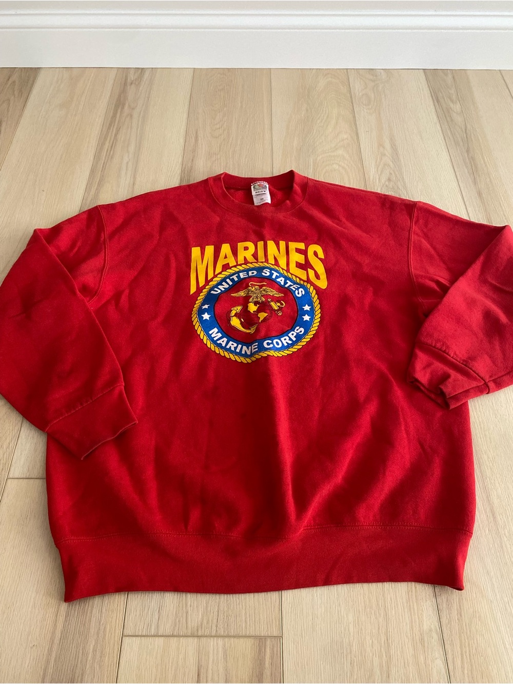 Vintage XL Fruit of the Loom Best Mens US Marines Graphic Sweatshirt Red